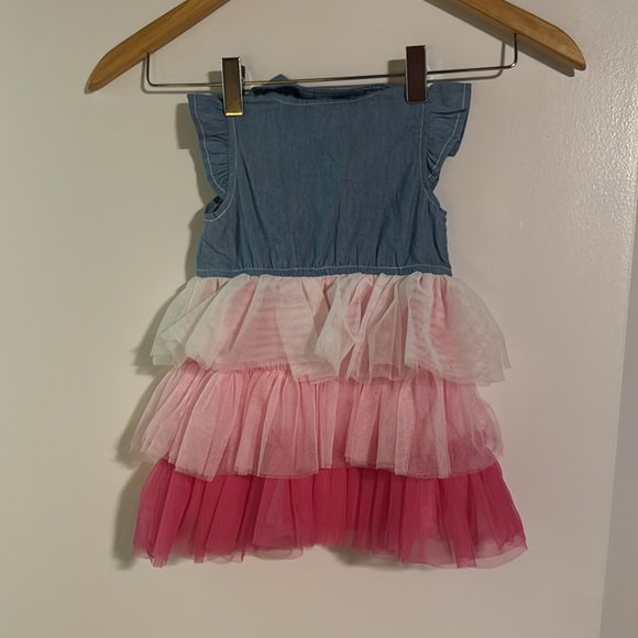 NWOT Nanette Baby Denim Dress with Red and White Flower Size 9m - Picture 3 of 3